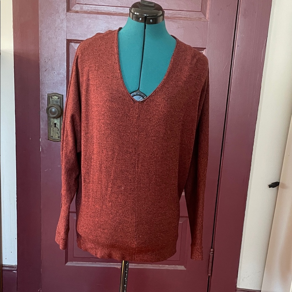 Rust V-Neck Sweater